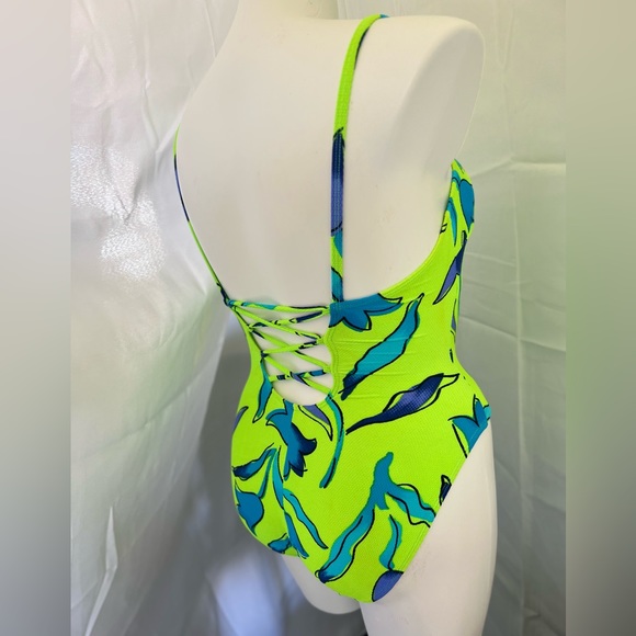 Neon Green and Blue One-Piece Swim Wear - Picture 3 of 3